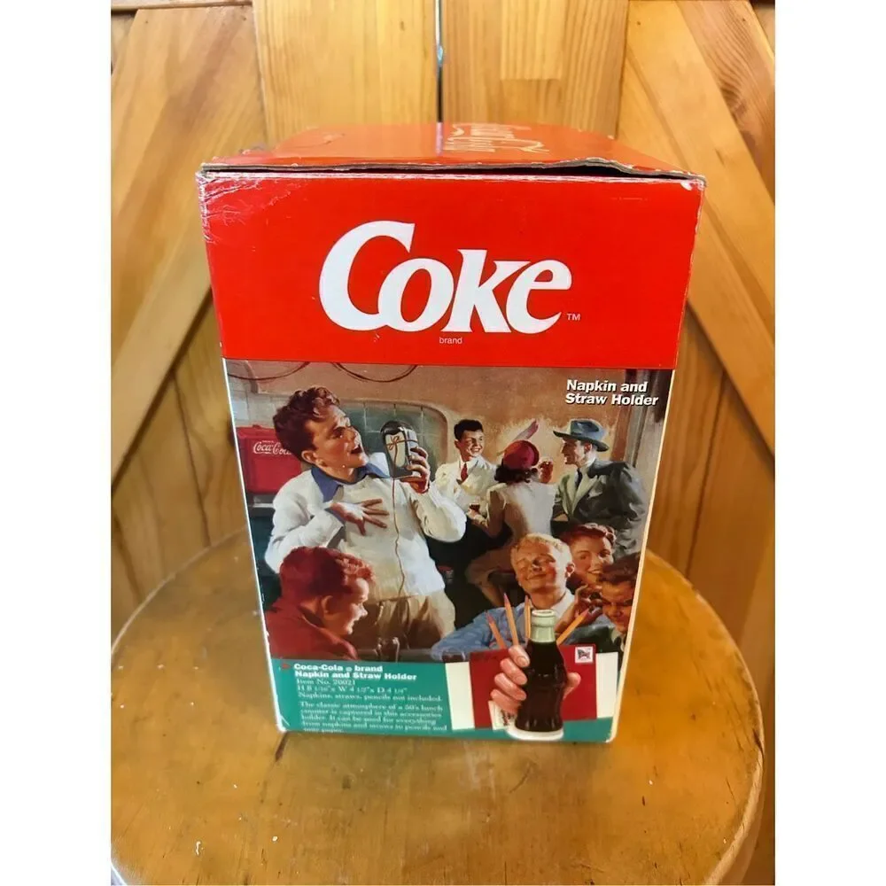 Coke Coca Cola Ceramic Bottle Hand Napkin Straw Holder Collectible Table Decor (